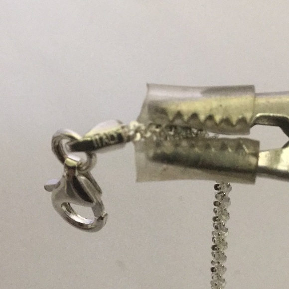 Vtg18”DimondCutSterlingSilver Necklace W/.925Pendt - Picture 7 of 8